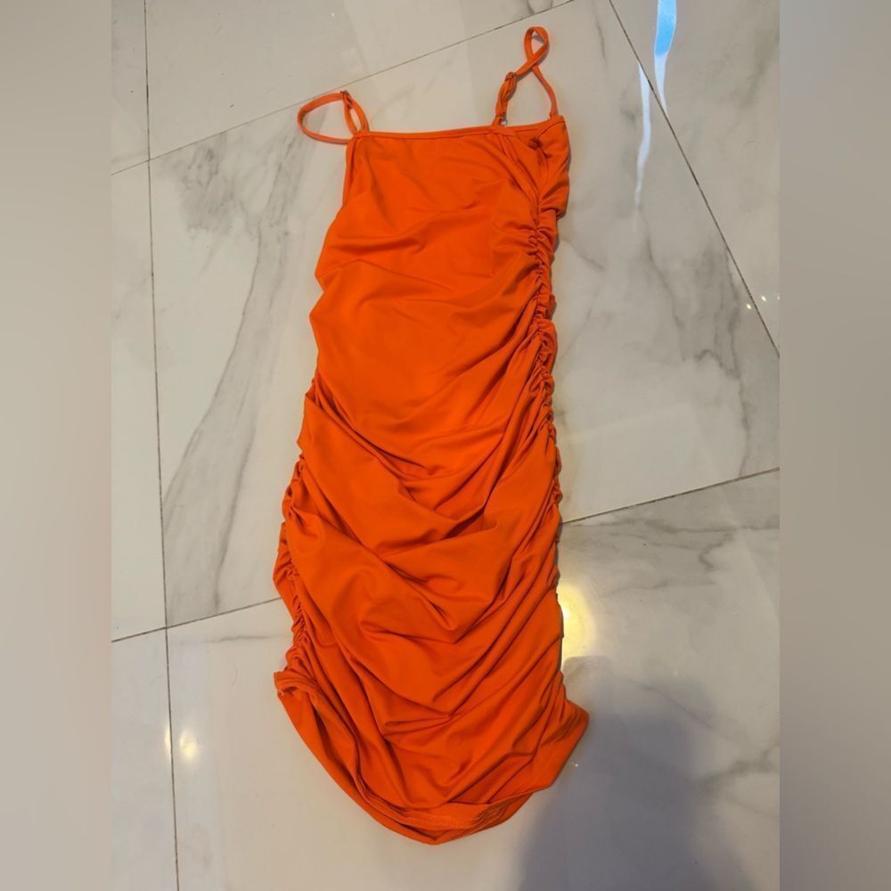 Orange Ruched Dress #2 - Picture 2 of 5